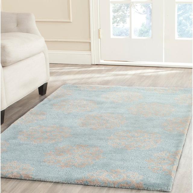 Moskell Nil Hand Tufted Wool Blue Rug Fleur De Lis Living Rug Size: Rectangle 182 x 274cm on Productcaster.