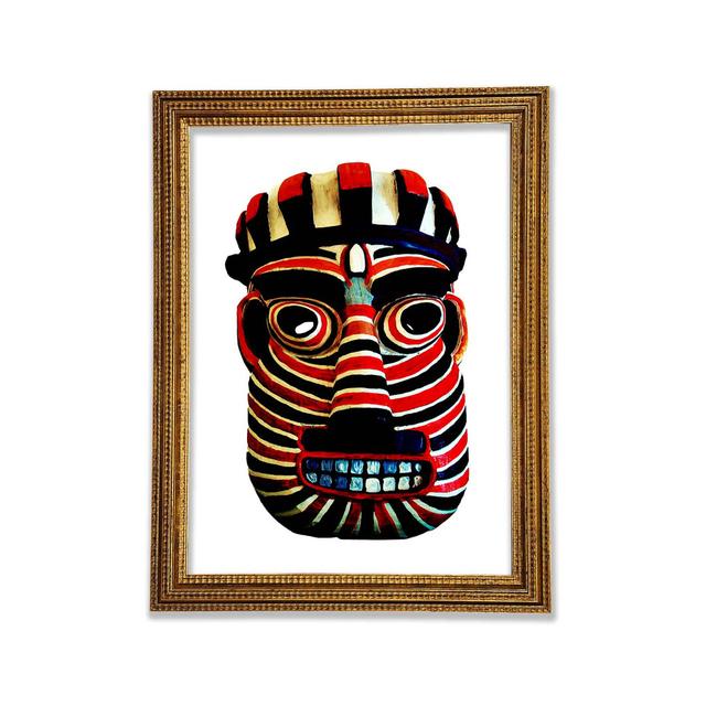 Tribal Mask Red Framed Print Ebern Designs Size: 84.1cm H x 118.9cm W on Productcaster.