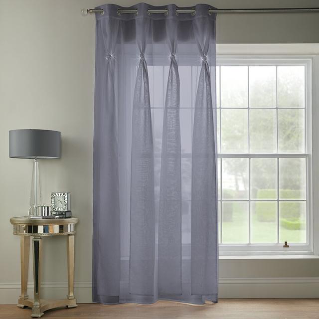 Eoin Diana Eyelet Sheer Curtain Panel Etta Avenue Colour: Silver, Size per Panel: 144 W x 228 D cm on Productcaster.