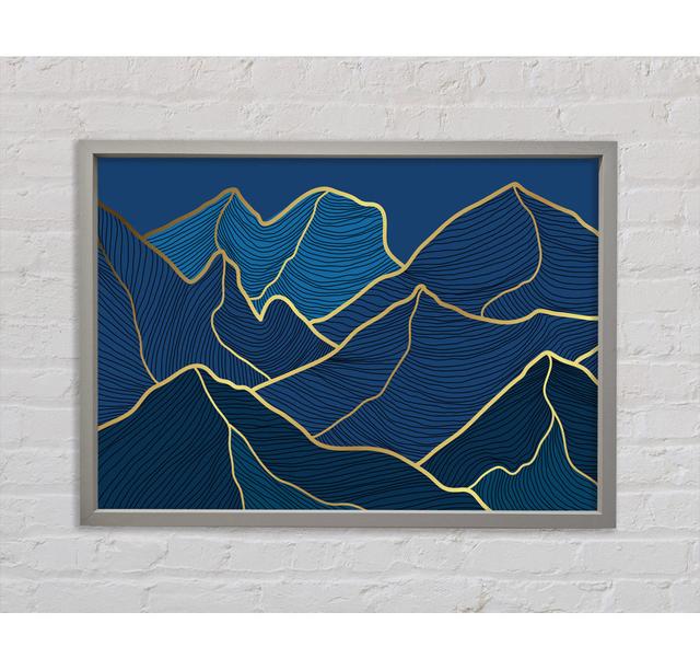 Gold Mountains On Blue Framed Print Bright Star Size: 100.1cm H x 141.4cm W on Productcaster.