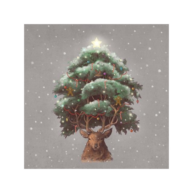 'Reindeer Tree' Graphic Art on Wrapped Canvas East Urban Home Size: 66.04cm H x 66.04cm W x 1.91cm D on Productcaster.