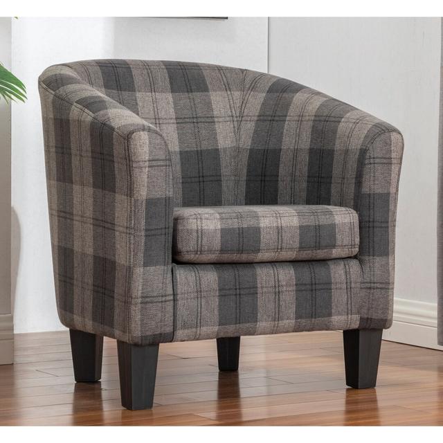 Mcafee Tub Chair Brambly Cottage Upholstery Colour: Grey Check on Productcaster.