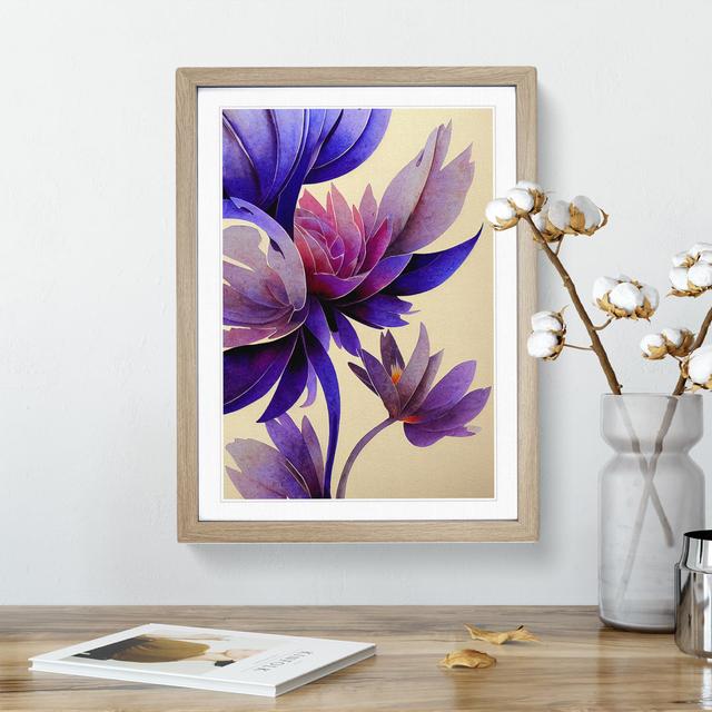 Beautiful Watercolour Flowers No.3 - Picture Frame Painting Marlow Home Co. Size: 46cm H x 34cm W x 2cm D, Frame Colour: Oak Framed on Productcaster.