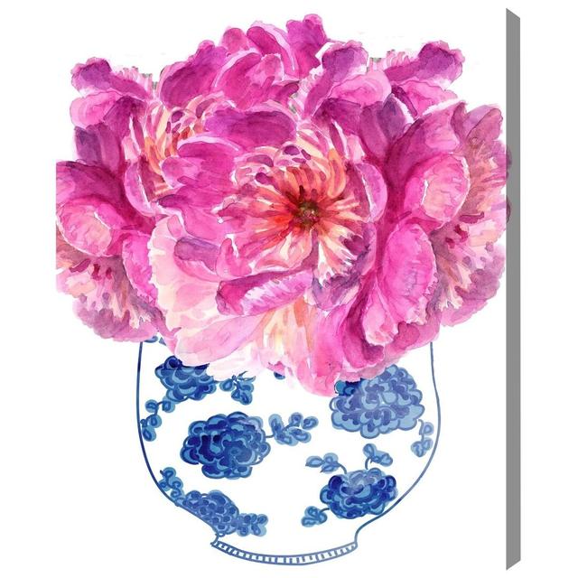 Morning Peonies Painting Print on Wrapped Canvas East Urban Home Size: 20" H x 17" W x 1.5" D on Productcaster.