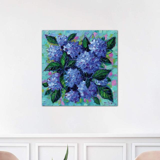 'Blue Hydrangeas' Painting on Wrapped Canvas Fleur De Lis Living Size: 45.72cm H x 45.72cm W x 3.81cm D on Productcaster.