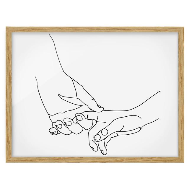 Tender Hands Line Art - Picture Frame Drawing Rosalind Wheeler Size: 40cm H x 55cm W x 2cm D, Frame Option: Brown Framed on Productcaster.