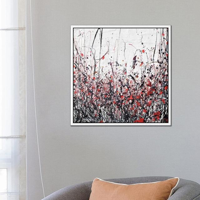 Abtract Poppies in Red by Donatella Marraoni - Painting Print on Canvas 17 Stories Format: White Framed, Size: 66.04cm H x 66.04cm W x 3.81cm D on Productcaster.