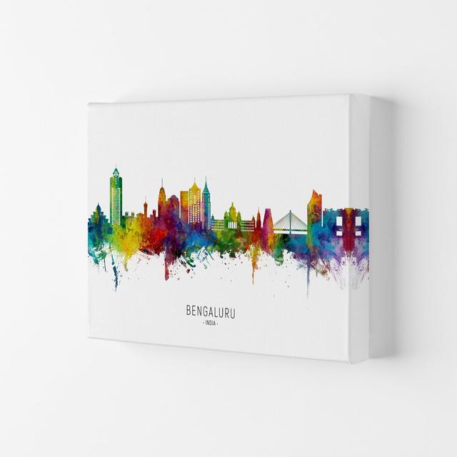 Bengaluru India Skyline by Michael Tompsett - Graphic Art Print Latitude Run Size: 29.7cm H x 42cm W x 4cm D, Format: Wrapped Canvas on Productcaster.