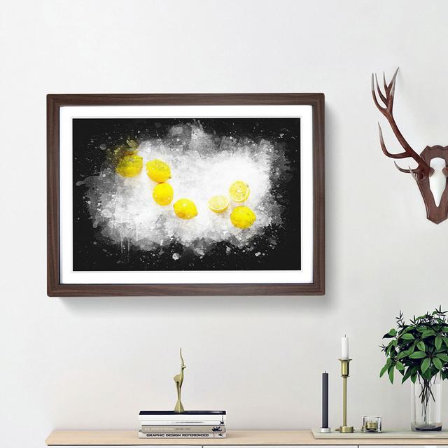 Lemon Fruit Paint Splash - Picture Frame Graphic Art East Urban Home Size: 45cm H x 63cm W x 2cm D, Frame Option: Walnut Framed on Productcaster.