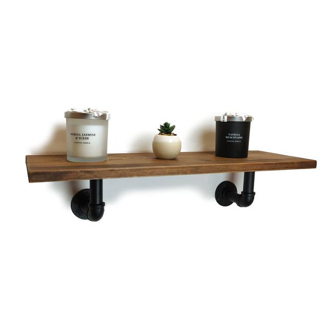 Adeen Pine Solid Wood Bracket Shelf with Live Edge Borough Wharf Size: 14cm H x 80cm W x 20cm D on Productcaster.