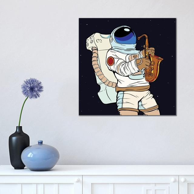 Astronaut Playing The Saxophone Happy Larry Size: 45.72cm H x 45.72cm W x 3.8cm D on Productcaster.