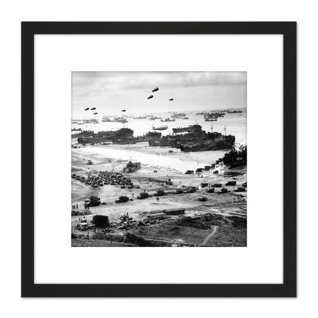 WWII War US Landing Ships Omaha Beach D-Day 1944 - Picture Frame Photograph Borough Wharf on Productcaster.