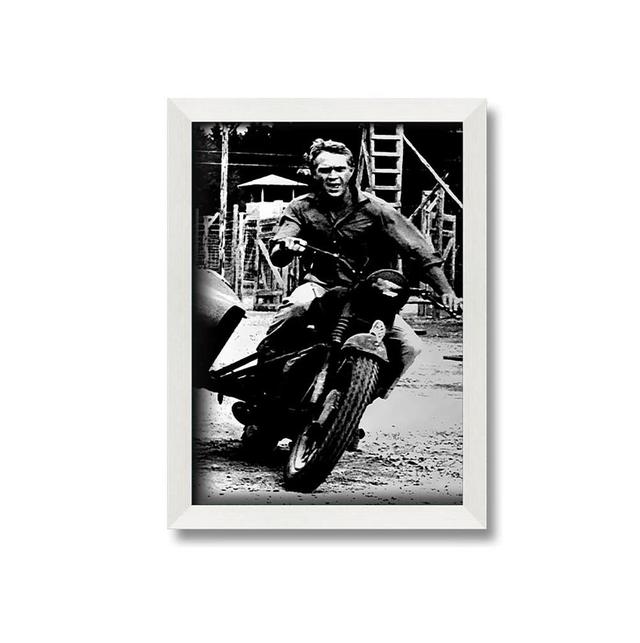 Steve Mcqueen Motorbike - Single Picture Frame Art Prints Ebern Designs Size: 42cm H x 29.7cm W on Productcaster.