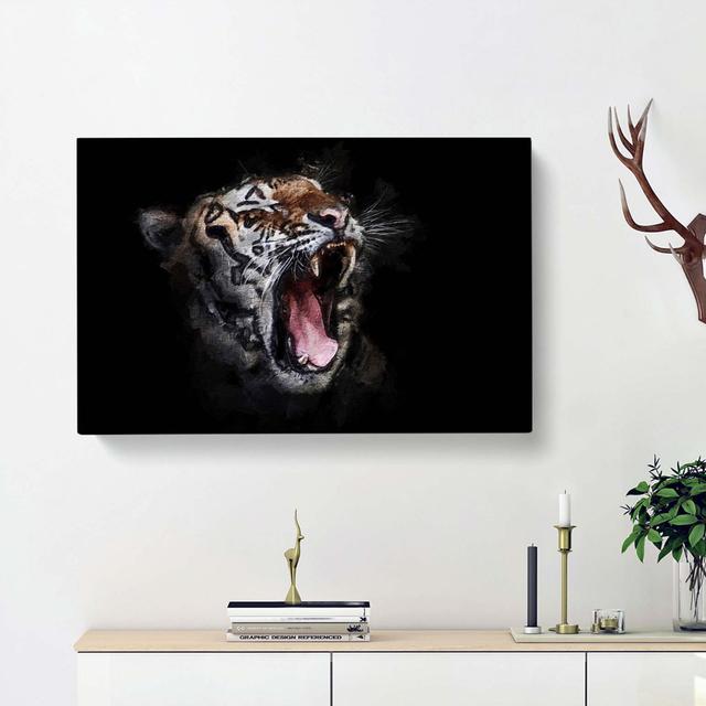 A Yawning Tiger - Wrapped Canvas Painting East Urban Home Size: 50cm H x 76cm W x 3cm D on Productcaster.