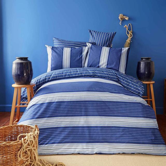 Nautica Moby 100% Turkish Cotton Down Duvet Cover Set, Navy Blue Multi Nautica Home Size: Double on Productcaster.