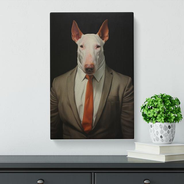 English Bull Terrier in a Suit Painting Happy Larry on Productcaster.