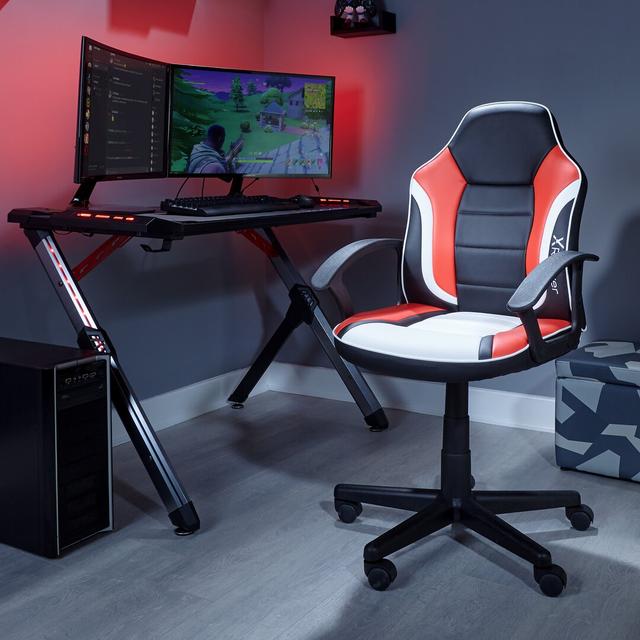 X Rocker Adjustable Ergonomic Faux Leather Swiveling PC & Racing Game Chair X Rocker Upholstery Colour: Red on Productcaster.