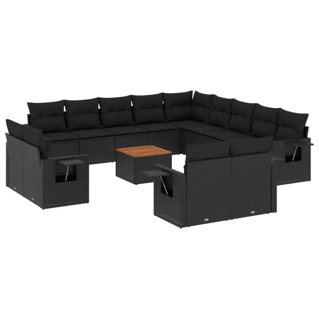 Vidaxl 14-Tlg. Garten-Sofagarnitur Mit Kissen Schwarz Poly Rattan 4 DEvidaxl Rahmenfarbe: Schwarz, Farbe des Kissens: Schwarz on Productcaster.