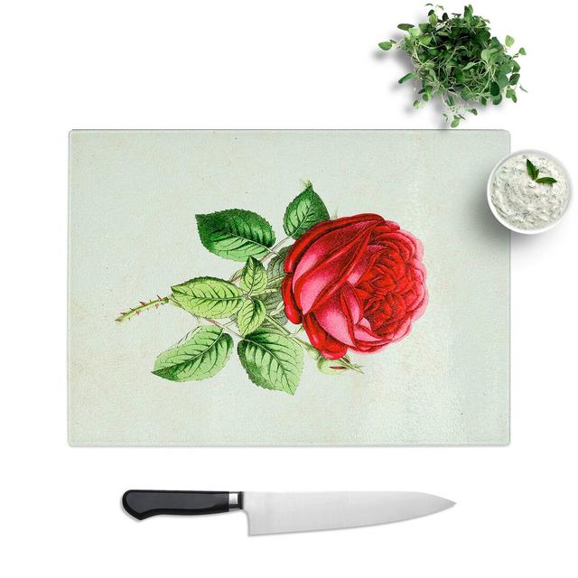 Glass Illustration of A Red Rose Chopping Board East Urban Home Size: 28.5 cm W x 20 cm L on Productcaster.