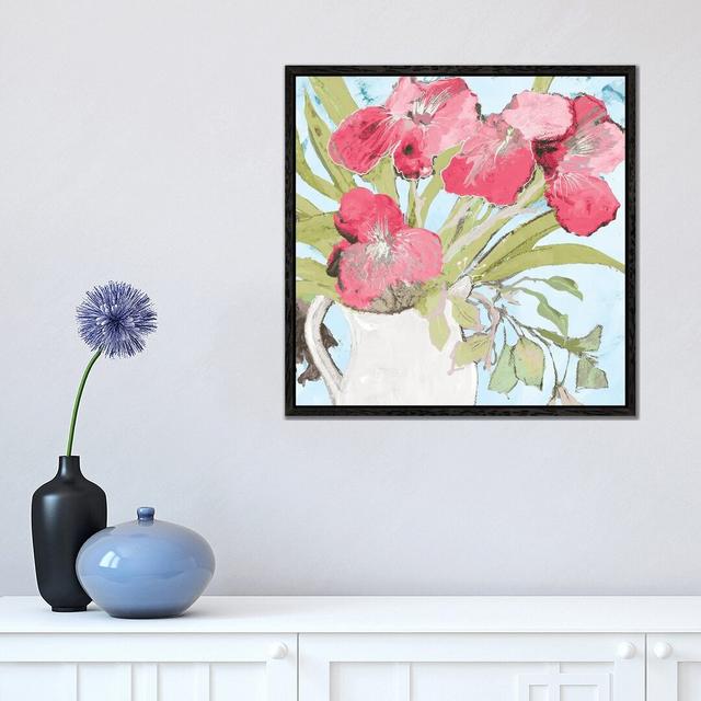 Spring Vase by Robin Maria - Painting on Canvas Rosalind Wheeler Size: 45.72cm H x 45.72cm W x 3.81cm D, Format: Black Floater Frame on Productcaster.