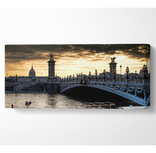 Paris Bridge - Wrapped Canvas Art Prints Ebern Designs Size: 81.3cm H x 183cm W x 10cm D on Productcaster.