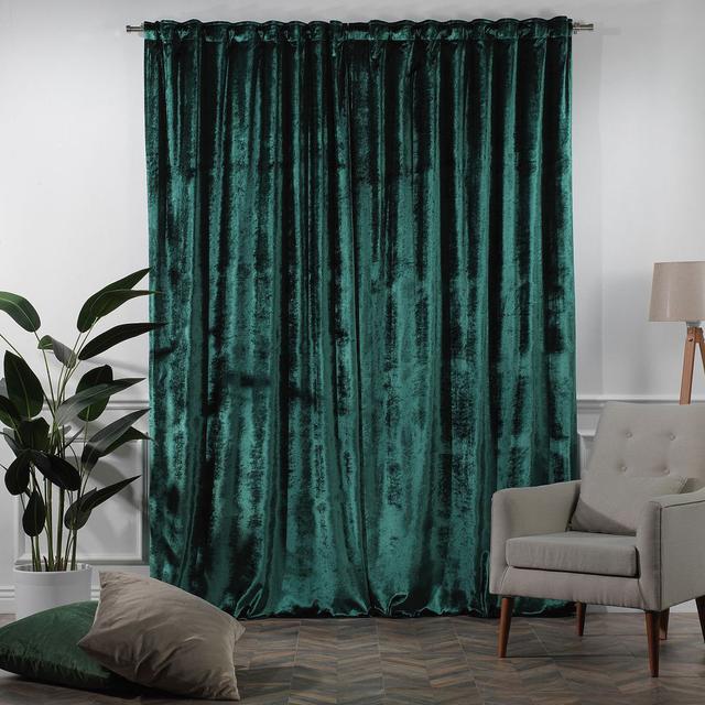 100% Blackout Thermal Extra Long & Extra Wide Shiny Velvet Decorative Curtain Panel Lilijan Home & Curtain Panel Size: 140cm Width x 350cm Drop, Curta on Productcaster.