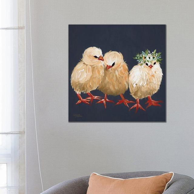 Chick Trio by Michele Norman - Print on Canvas August Grove Size: 66.04cm H x 66.04cm W x 1.91cm D, Format: Wrapped Canvas on Productcaster.