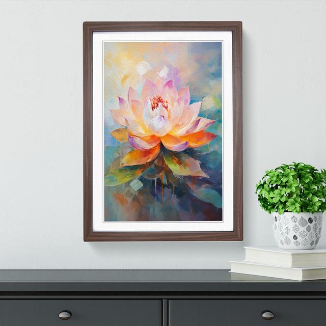 Lotus Flower Gestural No.2 - Single Picture Frame Print on Wood Marlow Home Co. Frame Colour: Walnut, Size: 34cm H x 25cm W x 2cm D on Productcaster.