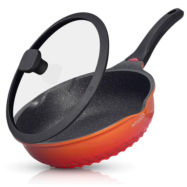 INTIGNIS 28cm Non-Stick Aluminium Wok with Lid INTIGNIS Colour/Finish: Black on Productcaster.