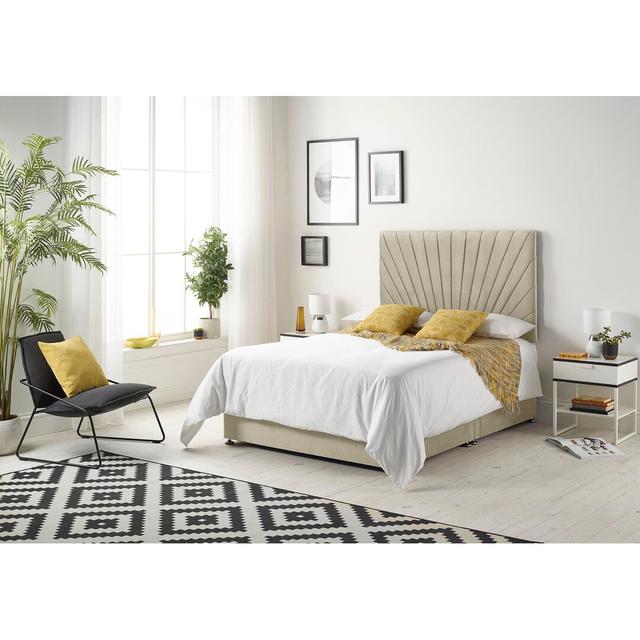 Pleasanton Memory Foam Divan Bed Set Marlow Home Co. Storage Type: No Drawer, Size: Kingsize (5'), Colour: Wheat on Productcaster.