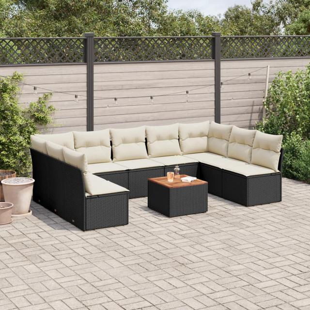 Outdoor-Sitzgruppen-Set mit Kissen 17 Stories Farbe des Kissens: Beige, Rahmenfarbe: Schwarz on Productcaster.