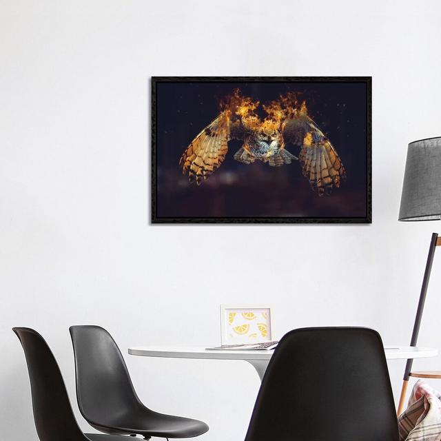 Owl on Fire by Paul Haag - Graphic Art Print on Canvas Latitude Run Size: 66.04cm H x 101.6cm W x 3.81cm D, Format: Black Framed on Productcaster.