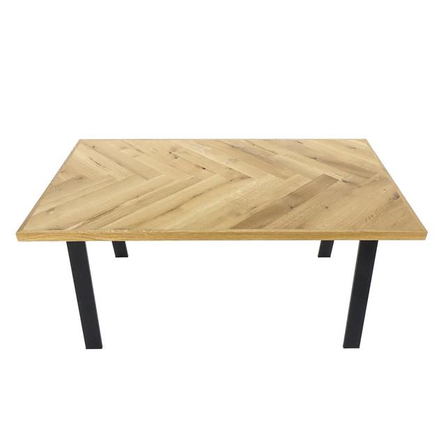 Oak Wood Dining Table With Steel Base Natur Pur Size: 76cmH x 140cmL x 80cmW, Table Top Colour: Natural Oil on Productcaster.