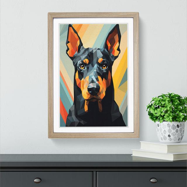 Doberman Geometric - Single Picture Frame Print on Wood Marlow Home Co. Format: Oak Framed, Size: 34cm H x 25cm W on Productcaster.