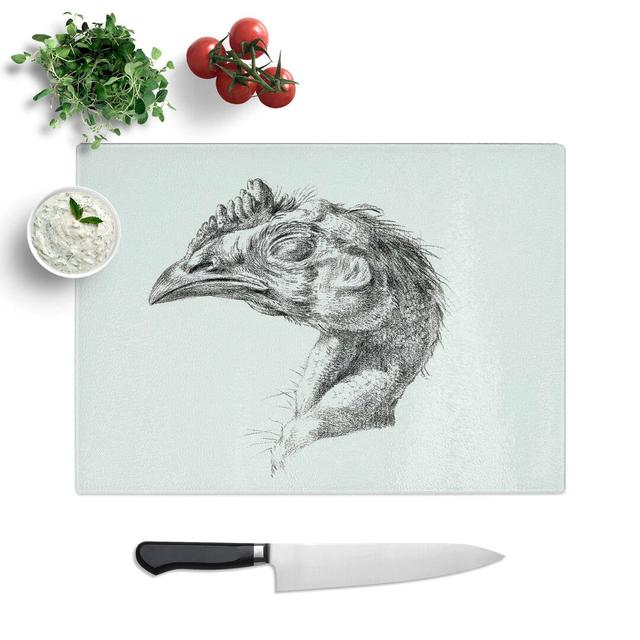 Tempered Glass Sketch of a Chickens Head by Jean Bernard Chopping Board East Urban Home Size: 39 cm W x 28.5 cm L on Productcaster.