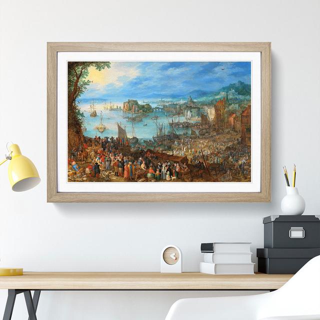 Great Fish Market by Pieter Bruegel the Elder - Picture Frame Painting East Urban Home Size: 48cm H x 65cm W x 2cm D, Frame Option: Oak Framed on Productcaster.