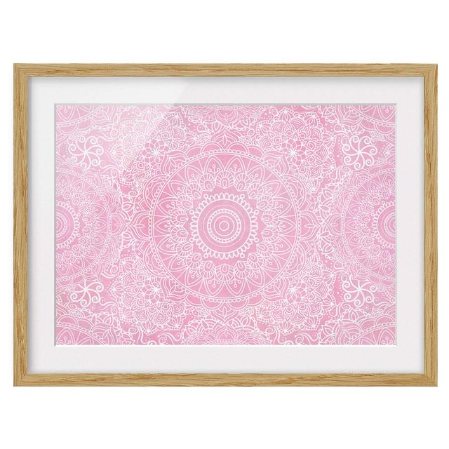 Pattern Mandala Pink - Picture Frame Graphic Art Bloomsbury Market Frame Option: Brown, Size: 50cm H x 70cm W x 2cm D on Productcaster.