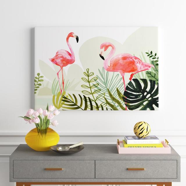 Flamingo Forest Collection A by Victoria Borges - Wrapped Canvas Painting Print Bay Isle Home Size: 61cm H x 91cm W, Format: Wrapped Canvas on Productcaster.