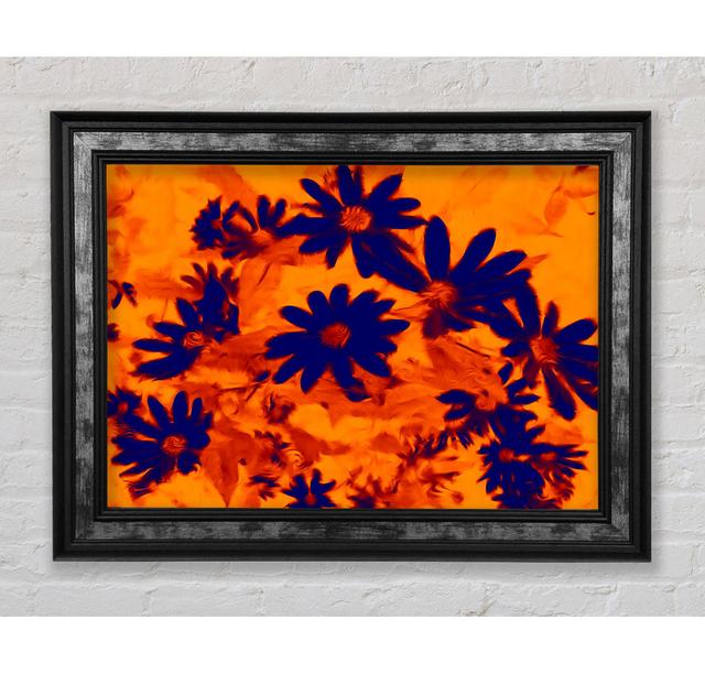 Purple On Orange Flowers - Single Picture Frame Art Prints Bright Star Size: 59.7cm H x 84.1cm W x 8cm D on Productcaster.