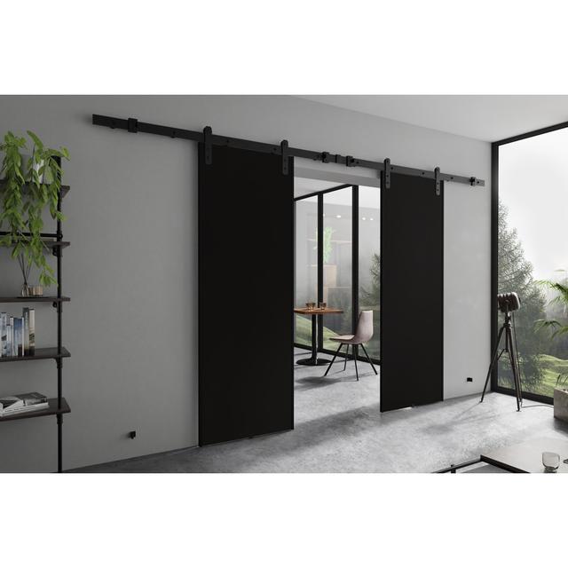 Door Brayden Studio Door Finish: Black, Size: 152cm x 205cm on Productcaster.