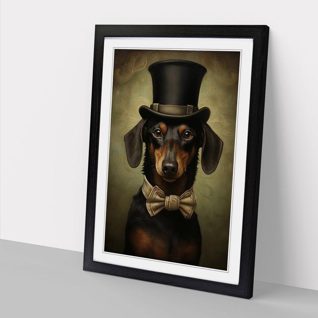 Dachshund Realism Happy Larry Size: 34cm H x 25cm W x 2cm D, Frame Colour: Black on Productcaster.