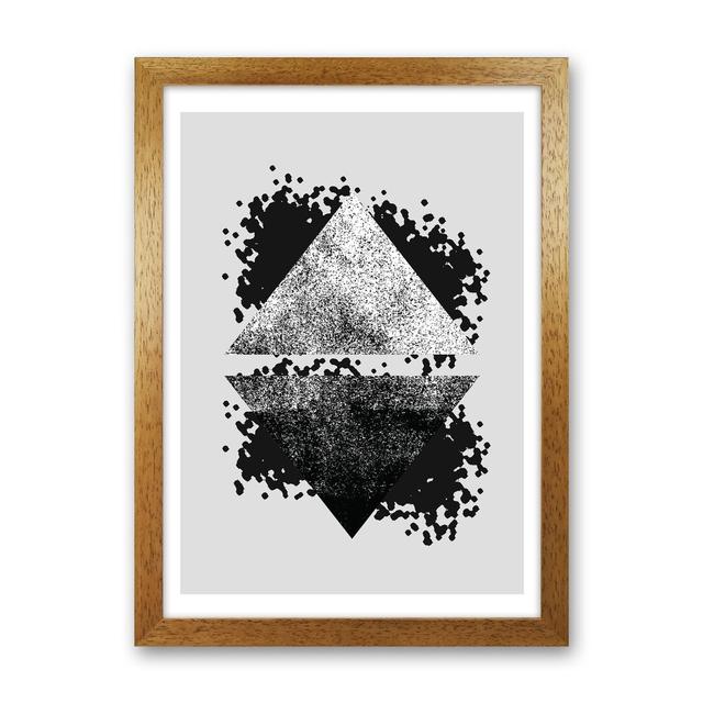 Graffiti Black And Grey Reflective Triangles by Pixy Paper - Print Corrigan Studio Size: 42cm H x 29.7cm W x 3cm D, Format: Oak Framed on Productcaster.