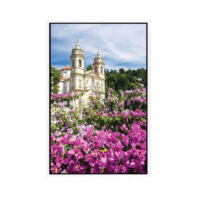 Bom Jesus Do Monte Complex With Bright Flowers by Terry Eggers - Gallery-Wrapped Canvas Giclée on Canvas 17 Stories Format: White Framed, Size: 101.6c on Productcaster.