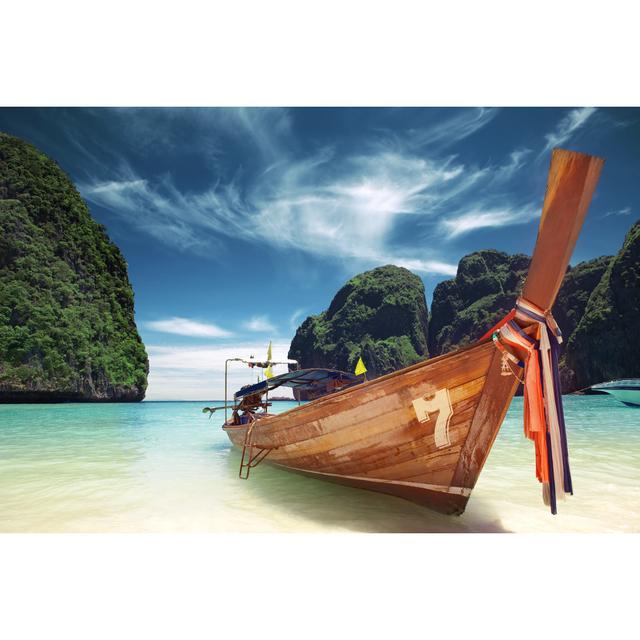 Boat on the Beach - Wrapped Canvas Photograph Breakwater Bay Size: 20cm H x 30cm W x 3.8cm D on Productcaster.