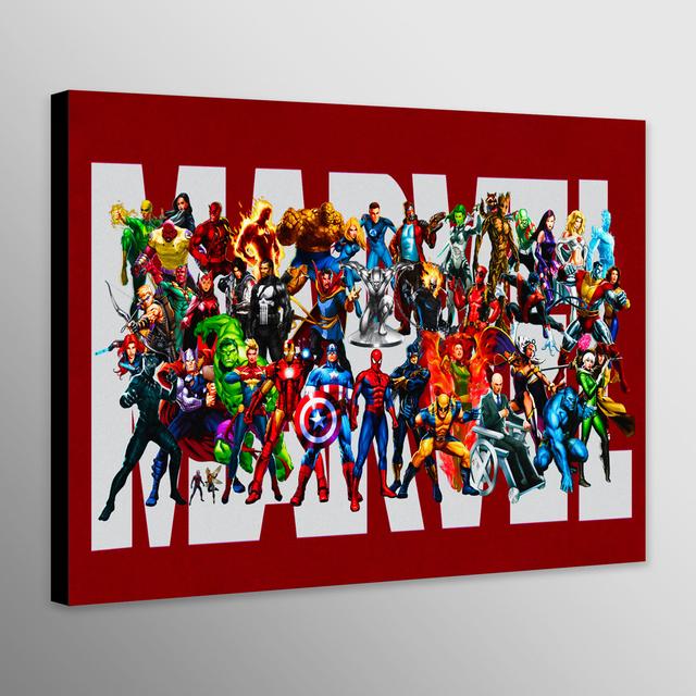 New Superheroes Logo Characters Illustration - Wrapped Canvas Rectangle Graphic Art on Canvas World Art Prints Size: 41cm H x 61cm W x 4cm D on Productcaster.