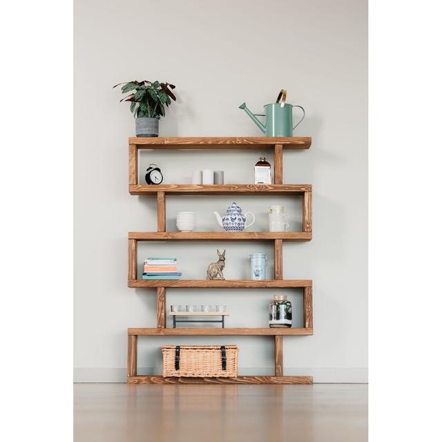 Eads Solid Wood Geometric Bookcase Union Rustic Colour: Jacobean, Size: 152" H x 130" W x 20" D on Productcaster.