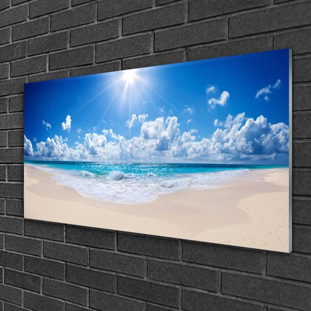 Glasbild Beach Sea Sun Landscape Haus am Meer on Productcaster.