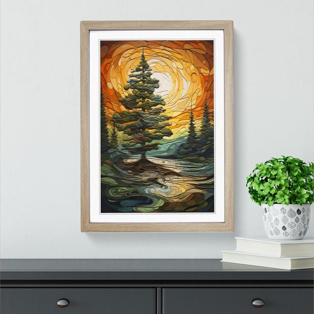 Pine Tree Futurism No.3 - Single Picture Frame Print on Wood Alpen Home Size: 46cm H x 34cm W x 2cm D, Format: Oak Framed on Productcaster.