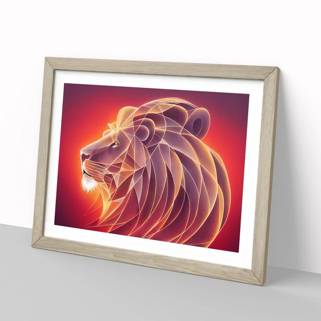 The Abstract Lion - Picture Frame Graphic Art World Menagerie Size: 25cm H x 34cm W x 2cm D, Format: Oak Framed on Productcaster.