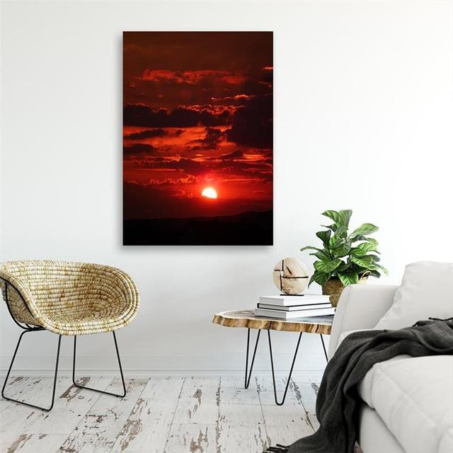 Leinwandbild Sunset Red Nature Haus am Meer Größe: 100 cm H x 70 cm B x 2 cm T on Productcaster.